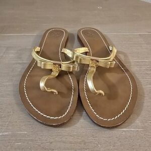 Tory Burch Gold Bow Sandals Size 8